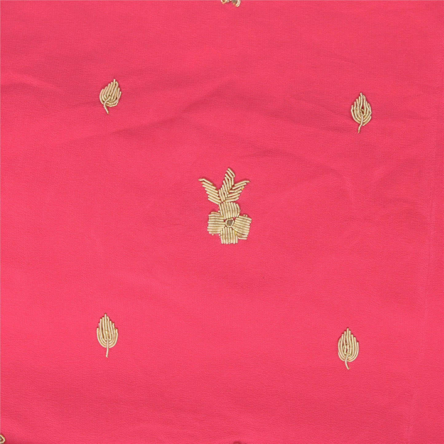 Sanskriti Vintage Hot Pink Dupatta 100% Pure Crepe Silk Hand Beaded Wrap Stole