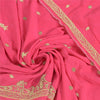 Sanskriti Vintage Hot Pink Dupatta 100% Pure Crepe Silk Hand Beaded Wrap Stole