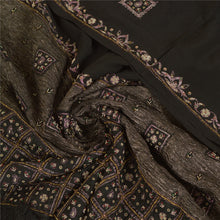 Load image into Gallery viewer, Sanskriti Vintage Black Dupatta 100% Pure Silk Hand Beaded Woven Party Stole
