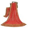 Sanskriti Vintage Red Dupatta Pure Georgette Silk Hand Beaded Wedding Stole