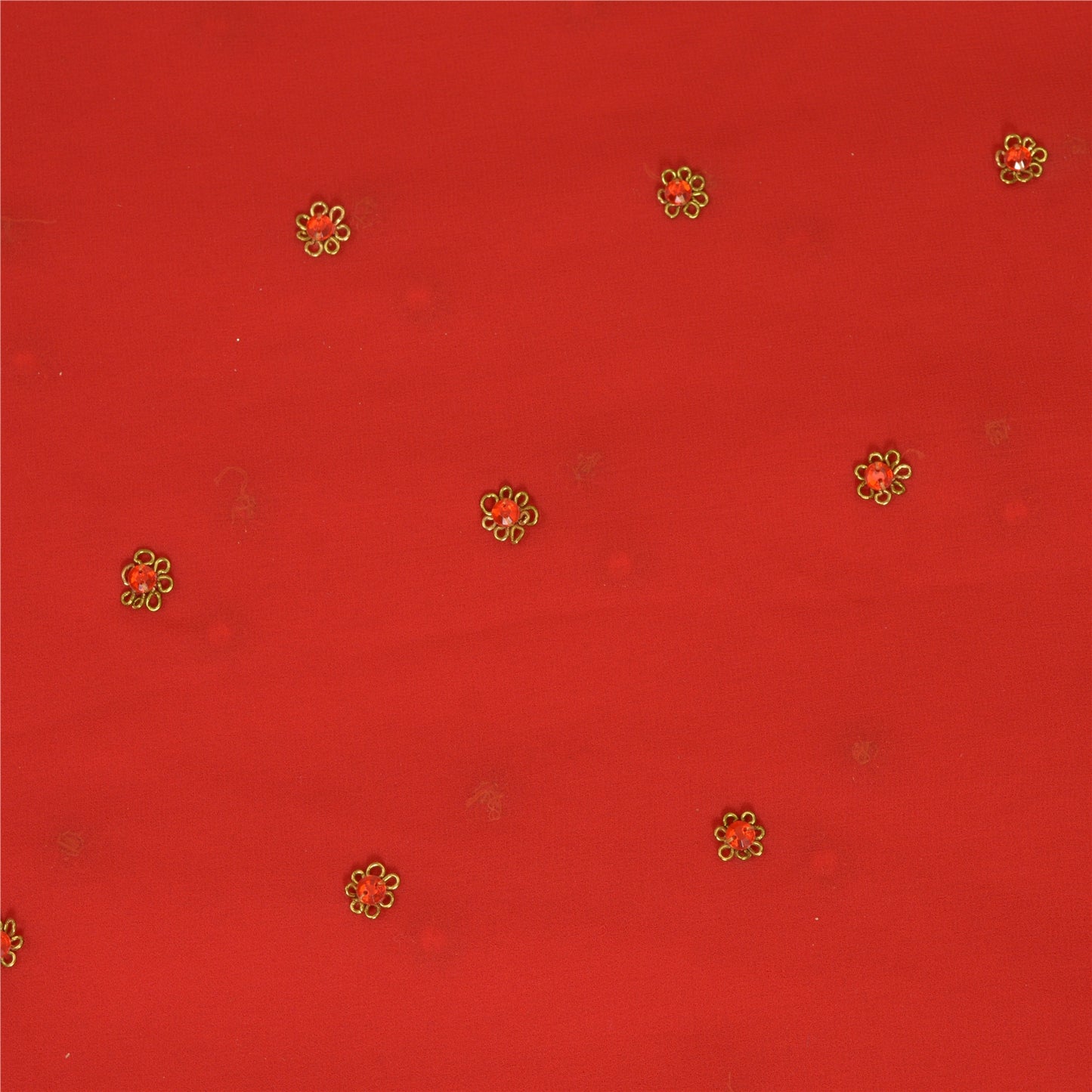 Sanskriti Vintage Red Dupatta Pure Georgette Silk Hand Beaded Wedding Stole