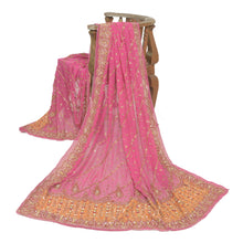 Load image into Gallery viewer, Sanskriti Vintage Pink Dupatta Pure Georgette Silk Hand Beaded Party Stole
