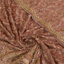 Load image into Gallery viewer, Sanskriti Vintage Golden Brown Dupatta 100% Pure Silk Hand Beaded Woven Stole
