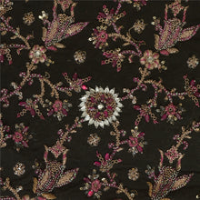 Load image into Gallery viewer, Sanskriti Vintage Long Black Dupatta/Stole Pure Georgette Silk Hand Beaded Veil

