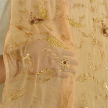 Load image into Gallery viewer, Sanskriti Vintage Peach Dupatta 100% Pure Chiffon Silk Hand Beaded Party Stole
