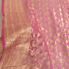 Load image into Gallery viewer, Sanskriti Vintage Long Pink Dupatta/Stole Pure Organza Silk Woven Brocade Veil
