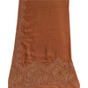 Sanskriti Vintage Brown Long Dupatta Stole Pure Crepe Silk Hand Beaded Scarves
