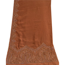 Load image into Gallery viewer, Sanskriti Vintage Brown Long Dupatta Stole Pure Crepe Silk Hand Beaded Scarves
