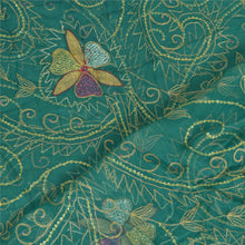Load image into Gallery viewer, Sanskriti Vintage Long Rama Green Dupatta/Stole Pure Chiffon Silk Hand Beaded
