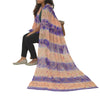 Sanskriti Vintage Long Peach/Purple Dupatta/Stole Pure Chiffon Silk Hand Beaded