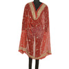 Sanskriti Vintage Long Red Dupatta/Stole Pure Georgette Silk Hand Beaded Veil