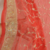 Sanskriti Vintage Long Red Dupatta/Stole Pure Georgette Silk Hand Beaded Veil