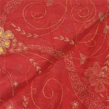 Load image into Gallery viewer, Sanskriti Vintage Long Dark Red Dupatta/Stole Pure Chiffon Silk Hand Beaded Veil
