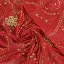 Load image into Gallery viewer, Sanskriti Vintage Long Dark Red Dupatta/Stole Pure Chiffon Silk Hand Beaded Veil
