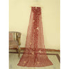 Sanskriti Vintage Dark Red Dupatta Pure Chiffon Silk Hand Beaded Party Stole