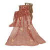 Sanskriti Vintage Dark Red Dupatta Pure Chiffon Silk Hand Beaded Party Stole
