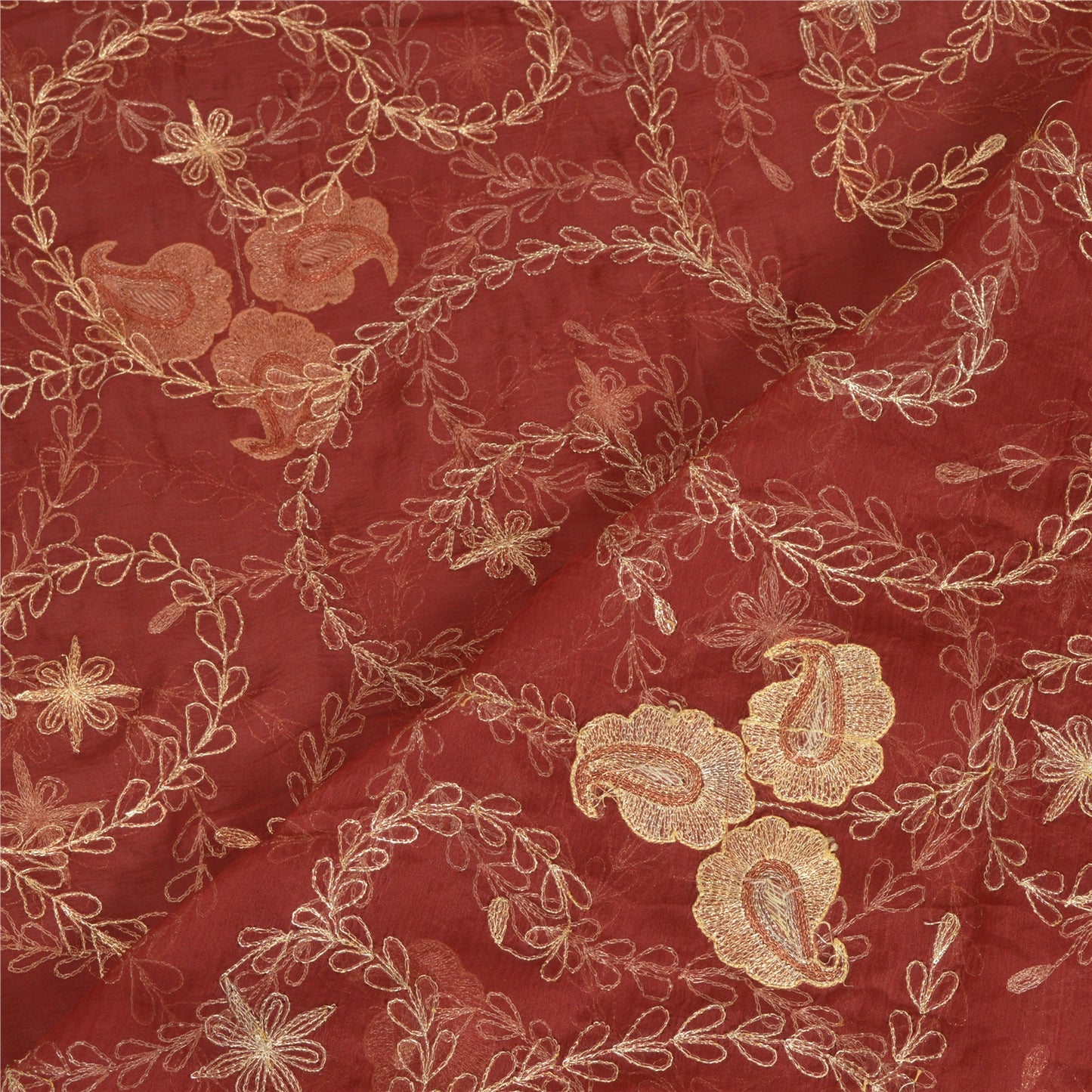 Sanskriti Vintage Dark Red Dupatta Pure Chiffon Silk Hand Beaded Party Stole