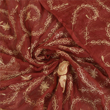 Load image into Gallery viewer, Sanskriti Vintage Dark Red Dupatta Pure Chiffon Silk Hand Beaded Party Stole
