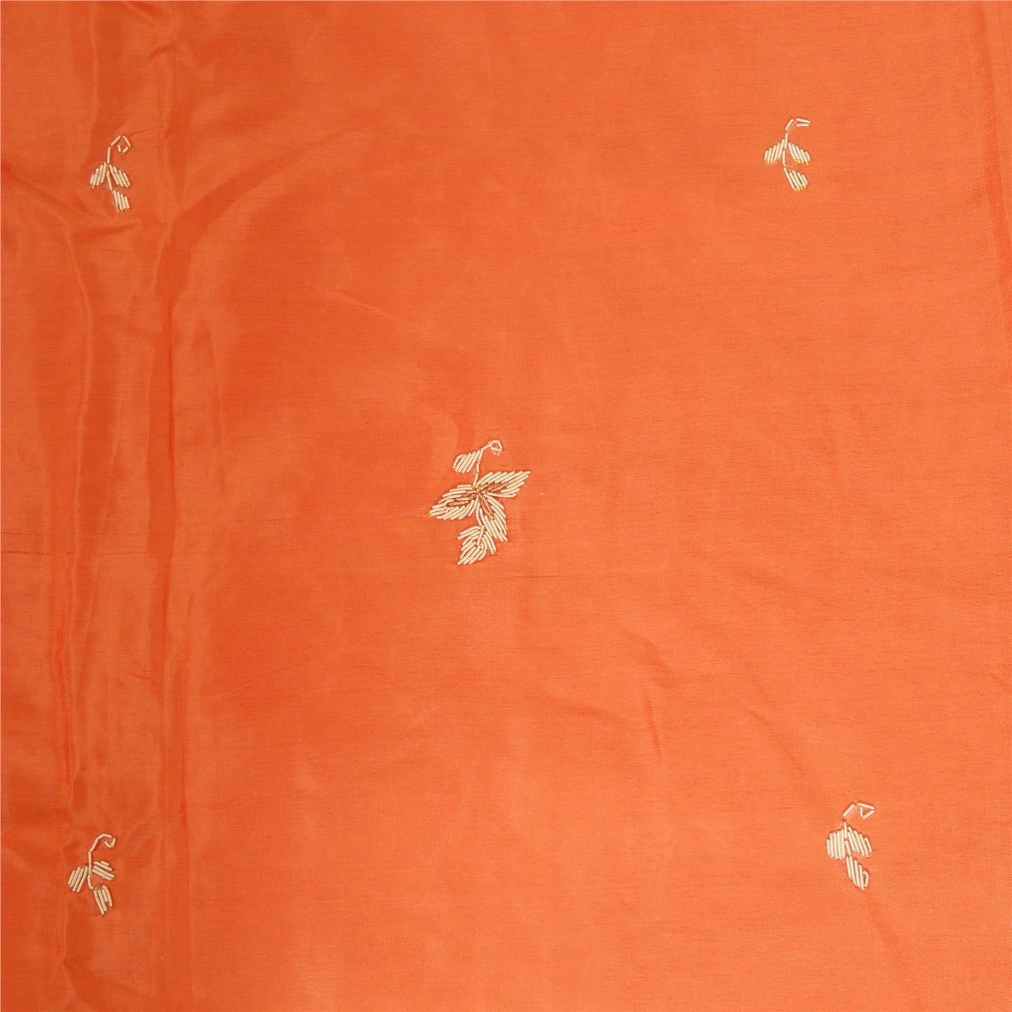 Sanskriti Vintage Long Dupatta Stole Pure Silk Orange Hand Embroidered Zardozi