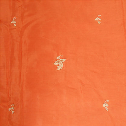 Sanskriti Vintage Long Dupatta Stole Pure Silk Orange Hand Embroidered Zardozi