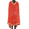 Sanskriti Vintage Red Dupatta Pure Georgette Silk Hand Beaded Party Wrap Stole