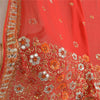 Sanskriti Vintage Red Dupatta Pure Georgette Silk Hand Beaded Party Wrap Stole