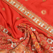 Load image into Gallery viewer, Sanskriti Vintage Red Dupatta Pure Georgette Silk Hand Beaded Party Wrap Stole
