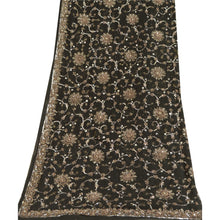 Load image into Gallery viewer, Sanskriti Vintage Black Dupatta Pure Georgette Silk Hand Beaded Party Stole
