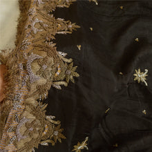 Load image into Gallery viewer, Sanskriti Vintage Black Dupatta Pure Satin Silk Hand Embroidered Zari Stole
