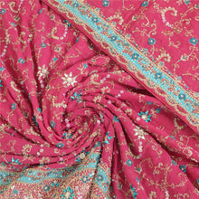 Load image into Gallery viewer, Sanskriti Vintage Pink Dupatta Pure Georgette Silk Hand Beaded Wedding Stole
