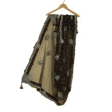 Load image into Gallery viewer, Sanskriti Vintage Black Long Dupatta Stole Net Mesh Veil Hand Beaded Scarves
