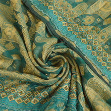 Load image into Gallery viewer, Sanskriti Vintage Long Green Dupatta/Stole Pure Organza Silk Hand Beaded Woven
