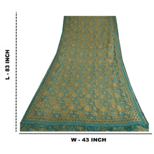 Load image into Gallery viewer, Sanskriti Vintage Long Green Dupatta/Stole Pure Organza Silk Hand Beaded Woven
