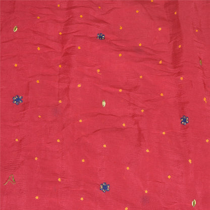 Sanskriti Vintage Long Dupatta Stole Pure Silk Pink Hand Beaded Wrap Scarves