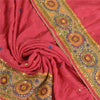 Sanskriti Vintage Long Dupatta Stole Pure Silk Pink Hand Beaded Wrap Scarves