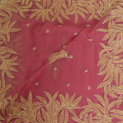 Sanskriti Vintage Long Pink Dupatta/Stole Pure Georgette Silk Hand Beaded Veil