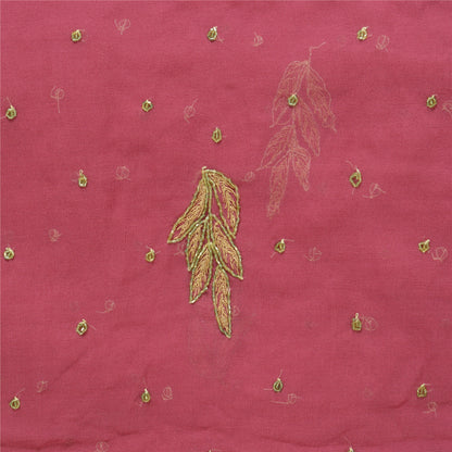 Sanskriti Vintage Long Pink Dupatta/Stole Pure Georgette Silk Hand Beaded Veil
