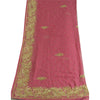 Sanskriti Vintage Long Pink Dupatta/Stole Pure Georgette Silk Hand Beaded Veil