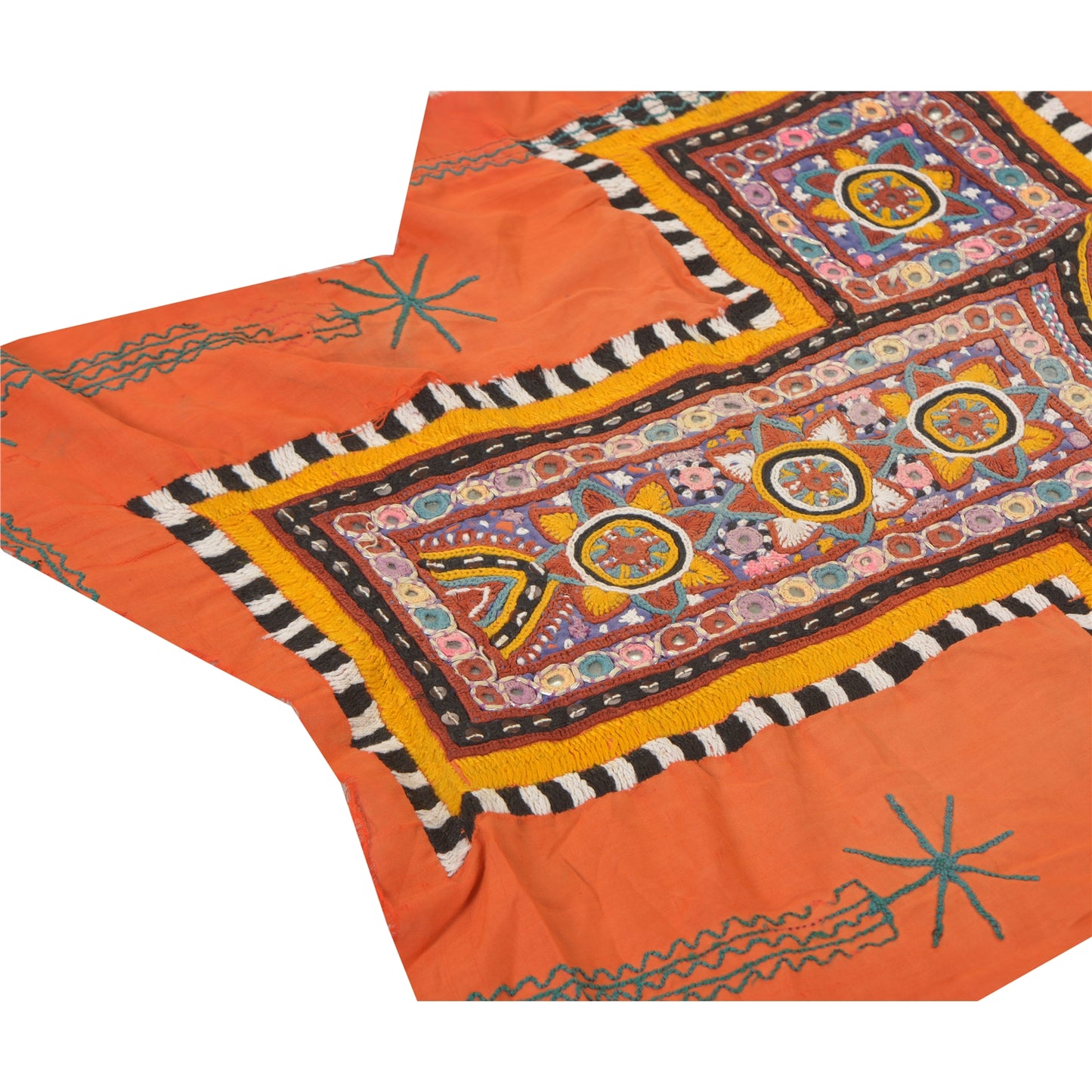 Sanskriti Vintage Pure Cotton Hand Embroidered Kutch Craft Dress Design Sustainable Fabric