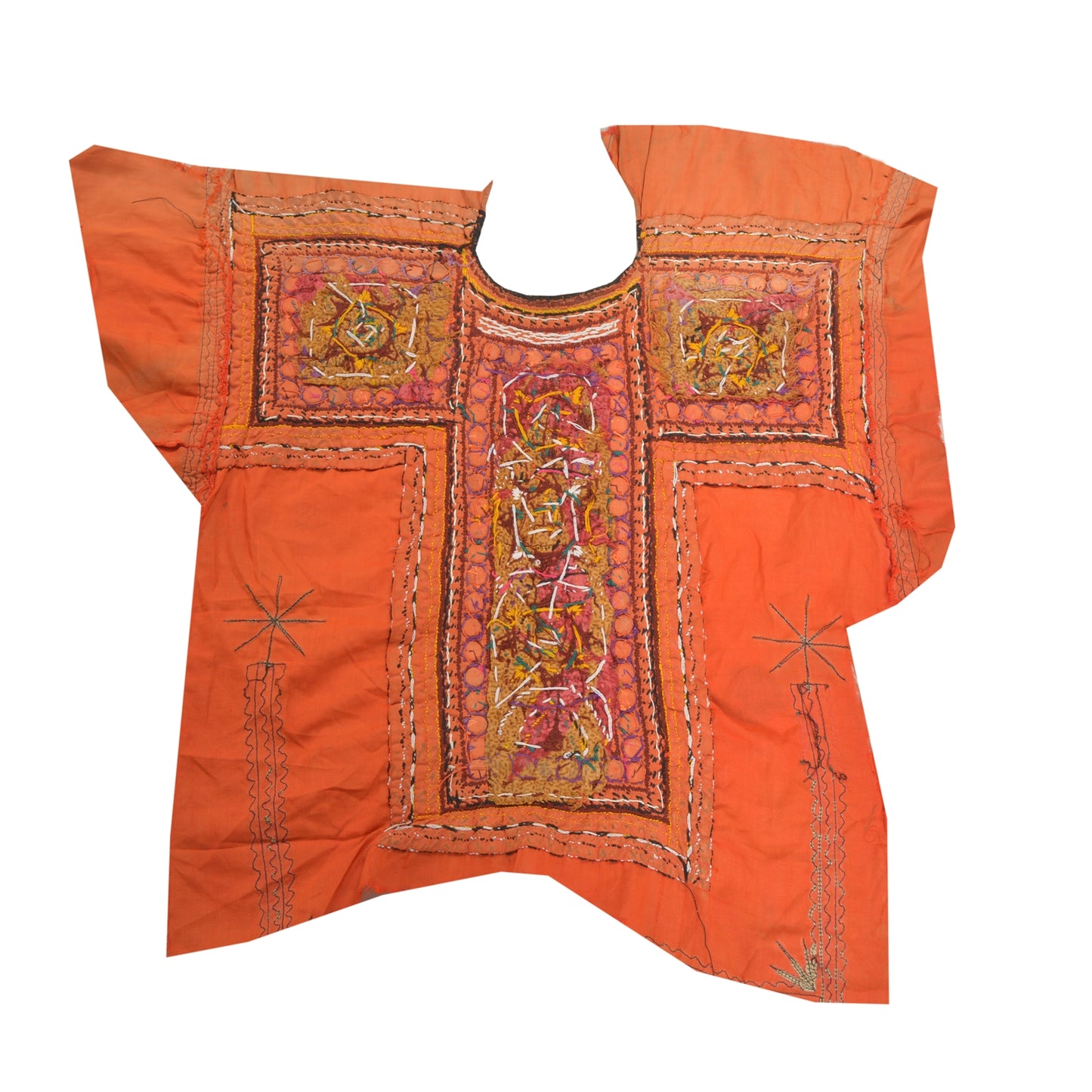Sanskriti Vintage Pure Cotton Hand Embroidered Kutch Craft Dress Design Sustainable Fabric