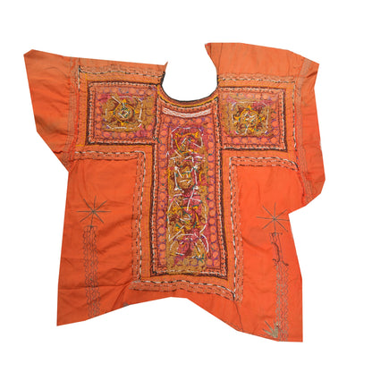 Sanskriti Vintage Pure Cotton Hand Embroidered Kutch Craft Dress Design Sustainable Fabric