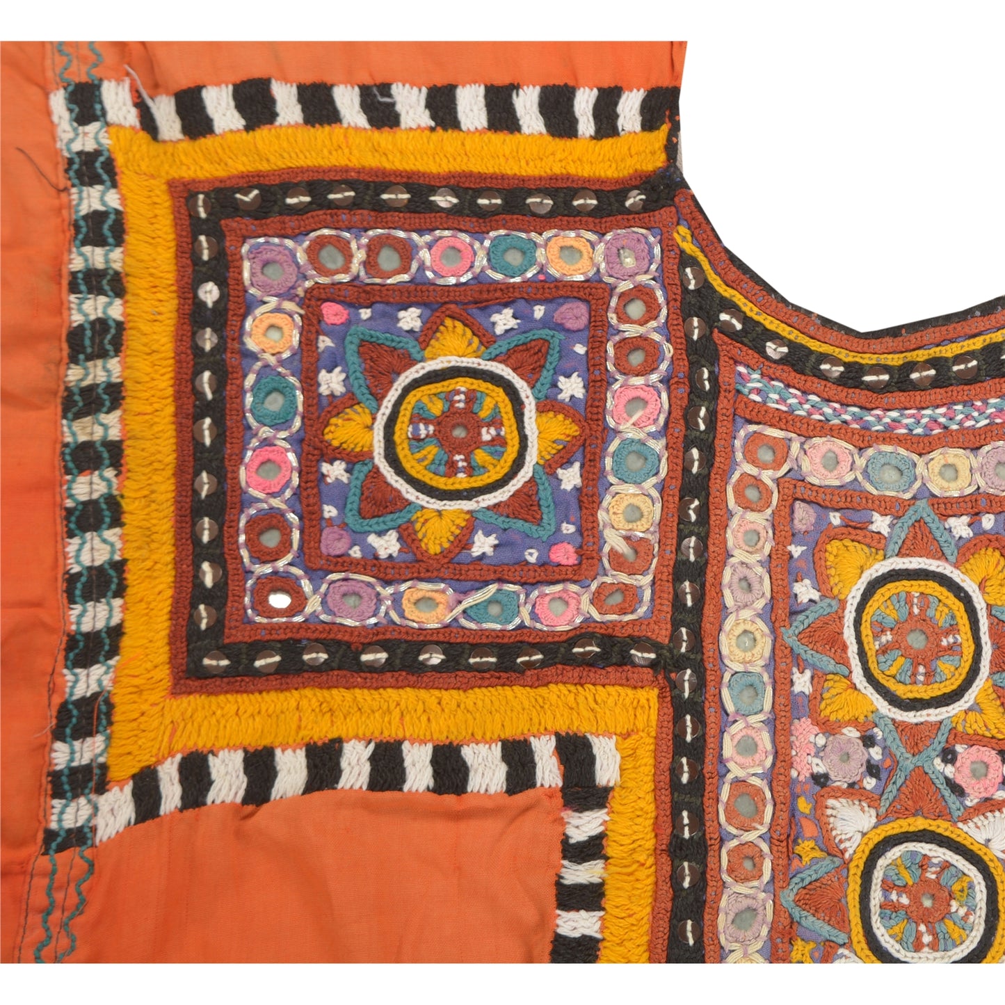 Sanskriti Vintage Pure Cotton Hand Embroidered Kutch Craft Dress Design Sustainable Fabric