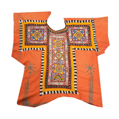 Sanskriti Vintage Pure Cotton Hand Embroidered Kutch Craft Dress Design Sustainable Fabric