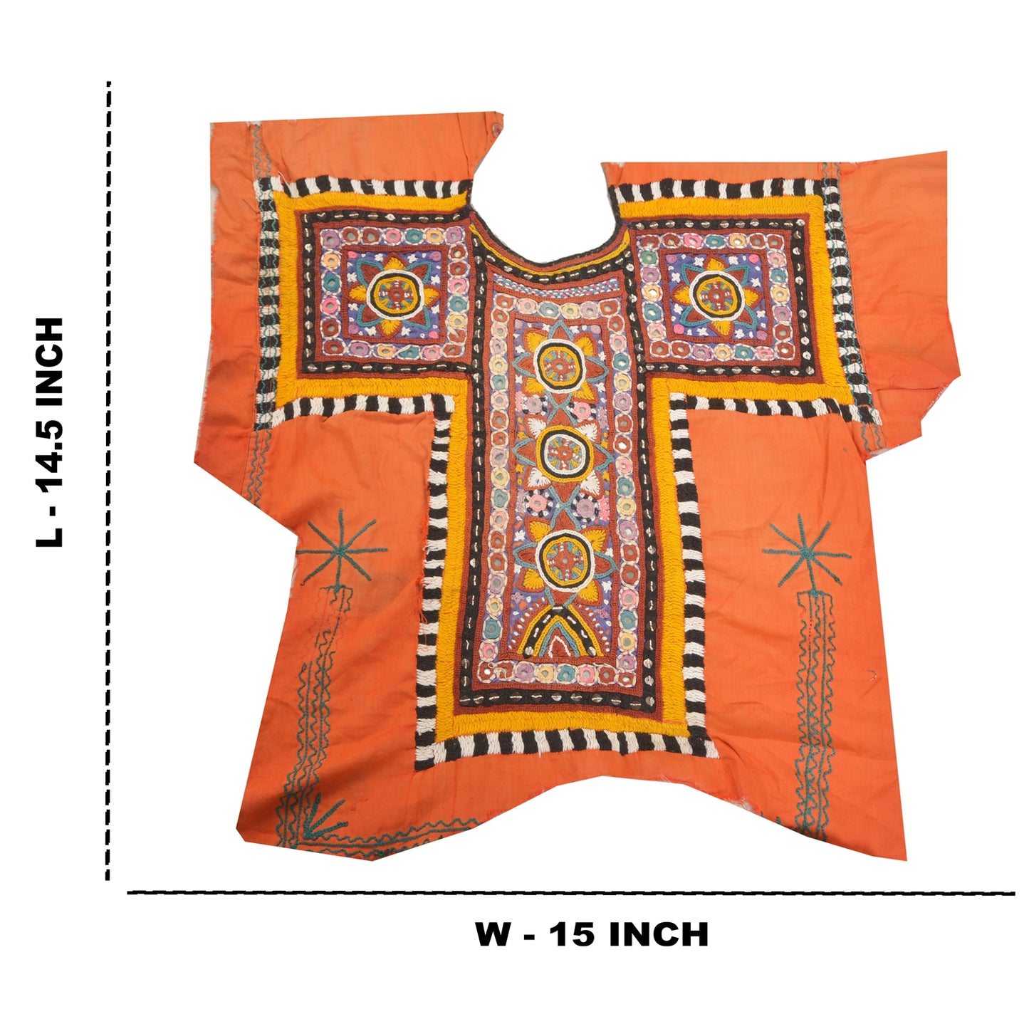 Sanskriti Vintage Pure Cotton Hand Embroidered Kutch Craft Dress Design Sustainable Fabric