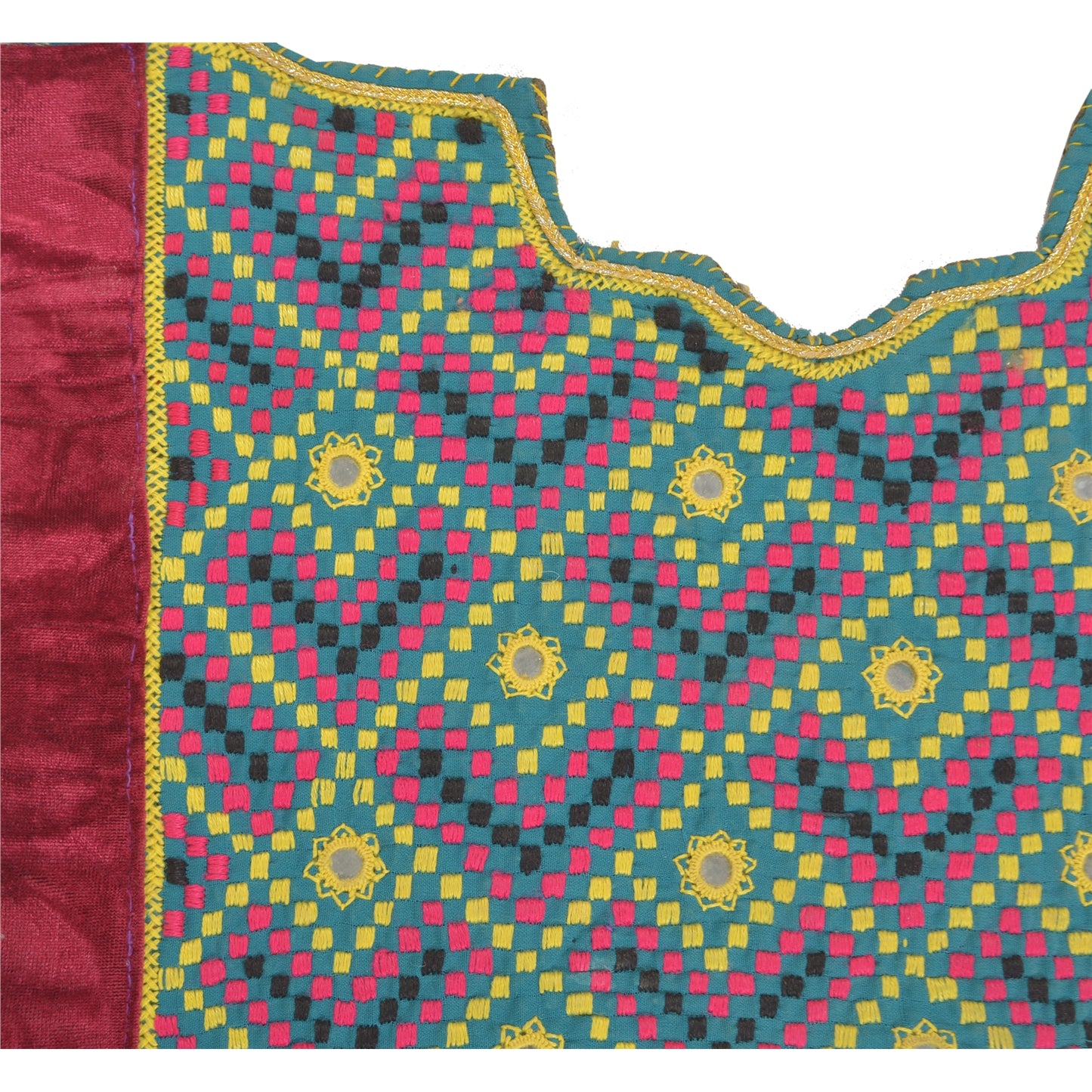 Sanskriti Vintage Pure Cotton Hand Embroidered Kutch Craft Dress Design Sustainable Fabric