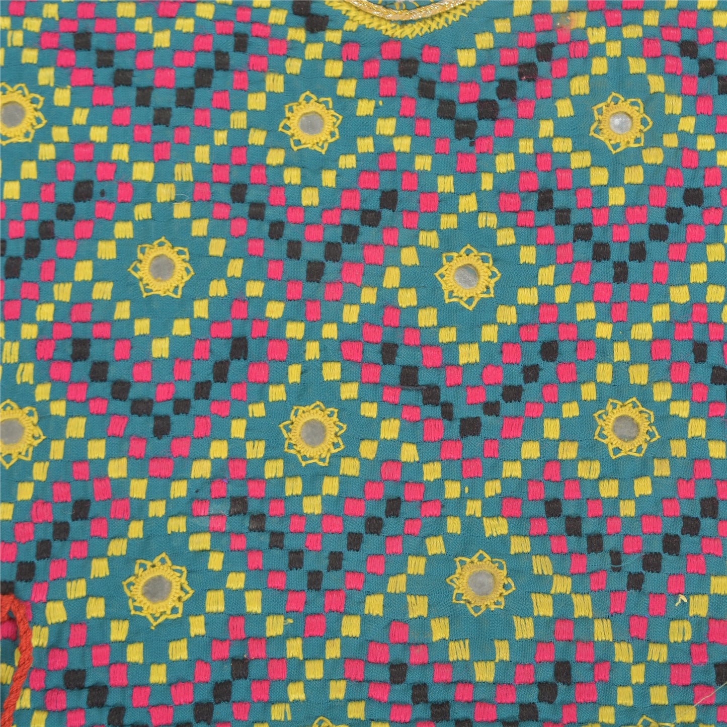 Sanskriti Vintage Pure Cotton Hand Embroidered Kutch Craft Dress Design Sustainable Fabric