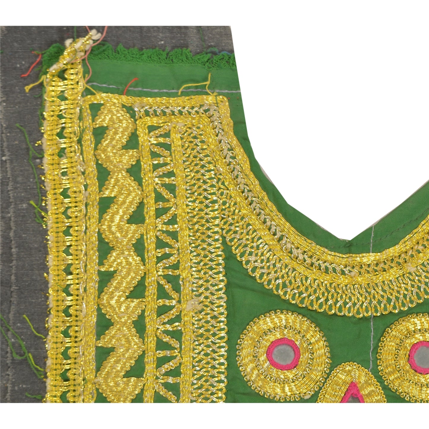 Sanskriti Vintage Pure Cotton Hand Embroidered Kutch Craft Dress Design Sustainable Fabric