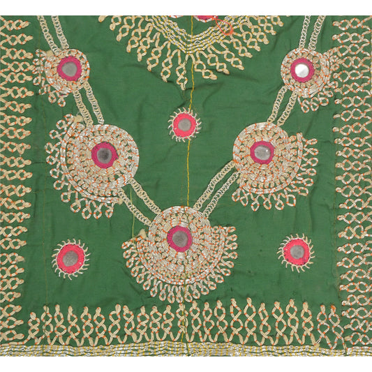 Sanskriti Vintage Pure Cotton Hand Embroidered Kutch Craft Dress Design Sustainable Fabric