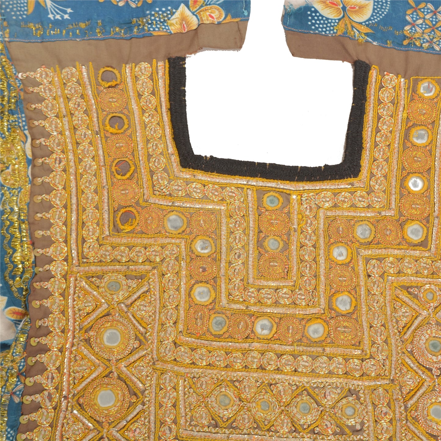 Sanskriti Vintage Pure Cotton Hand Embroidered Kutch Craft Dress Design Sustainable Fabric