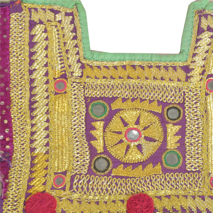 Sanskriti Vintage Pure Cotton Hand Embroidered Kutch Craft Dress Design Sustainable Fabric